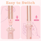 Ufree 5 in 1 Curling Iron with Ceramic Barrels (0.35"-1.25"), Curling Wand Set with Flat Iron Hair Straightener, Instant Heat Up, Dual Voltage Hair Curler, Gifts for Women, Pink