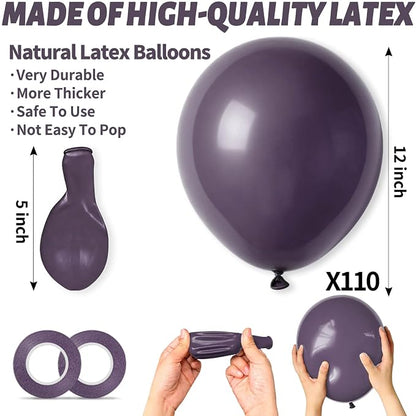 110pcs Dusty Purple Balloon 12 Inch, Dusty Purple Latex Balloons - Image 3