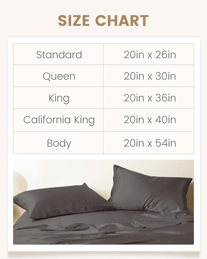 THXSILK 100% Mulberry Silk Pillowcase, 6A+ High-Grade Fibers Silk Pillowcase for Hair and Skin, King Size 20"x36" Silk Pillow Case with Hidden Zipper - Dark Grey
