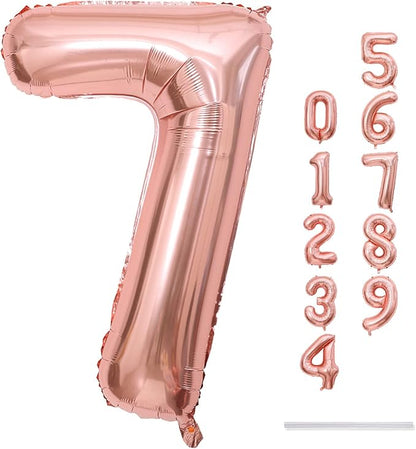 Rose Gold Number Balloons, 40inch Large Number 7 Foil Mylar Helium Balloons - Image 9