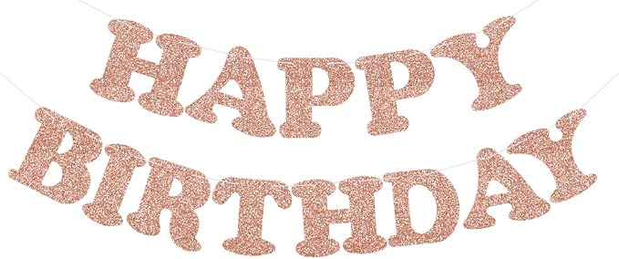 Rose Gold Happy Birthday Banner by Beishida