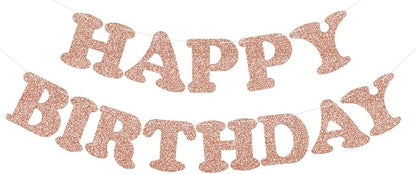 Rose Gold Happy Birthday Banner by Beishida
