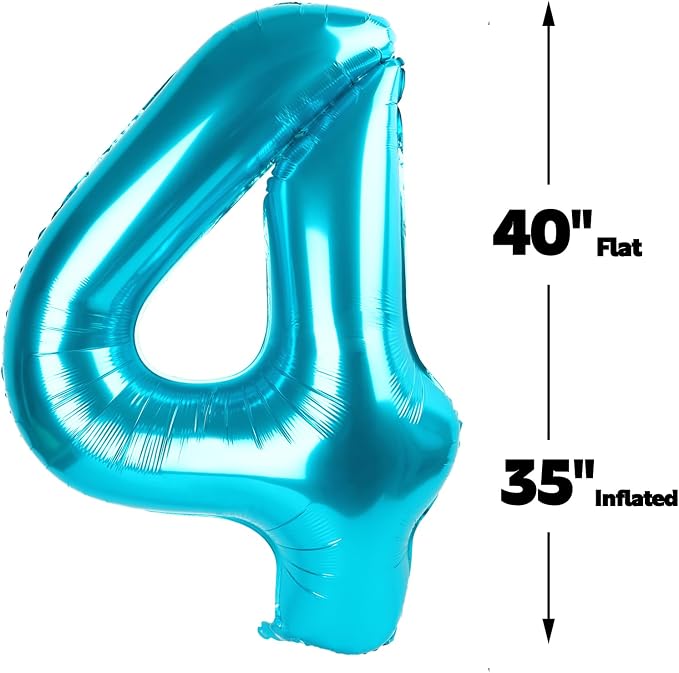 Blue Number 4 Balloon 40 inch, Balloon numbers party supplies, deco photo shoot - Image 3