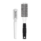 Round Brush for Blow Drying, 1 inch Small Round Barrel Hair Brushes with Ball Tip Boar Bristles, Nano Tech Thermal Ceramic Ionic, Double Edge Razor Comb for Hair Cutting Included