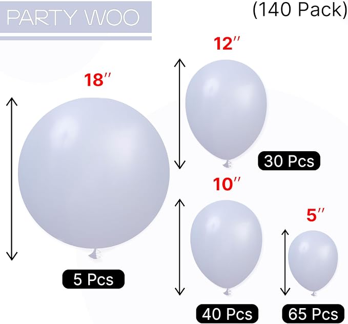 PartyWoo Dusty Blue Balloons 140pcs Slate Blue Boho Neutral Color | 18 12 10 5 - Image 6