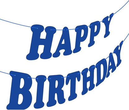Navy Blue Happy Birthday Banner Sign Happy Birthday Bunting Banner Flag Garland by Hxezoc