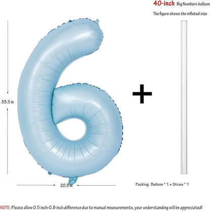 40 In Matte Blue Number Balloons Helium Foil Mylar Balloon Digital 6 | Birthday - Image 2