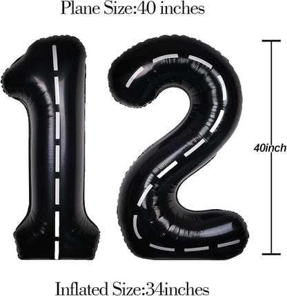Race Car 40 Inch Black 12 Big Large Helium Balloon Number 0-9 | Track Giant - Image 5