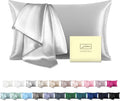 Natural Mulberry Silk Pillowcase for Hair and Skin Standard Size 20"X 26" with Hidden Zipper Soft Breathable Smooth Cooling Silk Pillow Covers(Silver Grey,Standard,1Pcs)