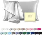 Natural Mulberry Silk Pillowcase for Hair and Skin Standard Size 20"X 26" with Hidden Zipper Soft Breathable Smooth Cooling Silk Pillow Covers(Silver Grey,Standard,1Pcs)