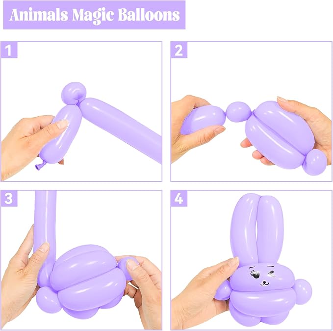 260 Long Balloons 100 Pack Pastel Purple Twisting Animal Balloons Thickening - Image 7