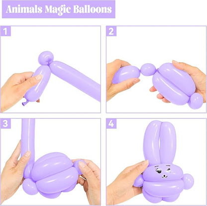 260 Long Balloons 100 Pack Pastel Purple Twisting Animal Balloons Thickening - Image 7