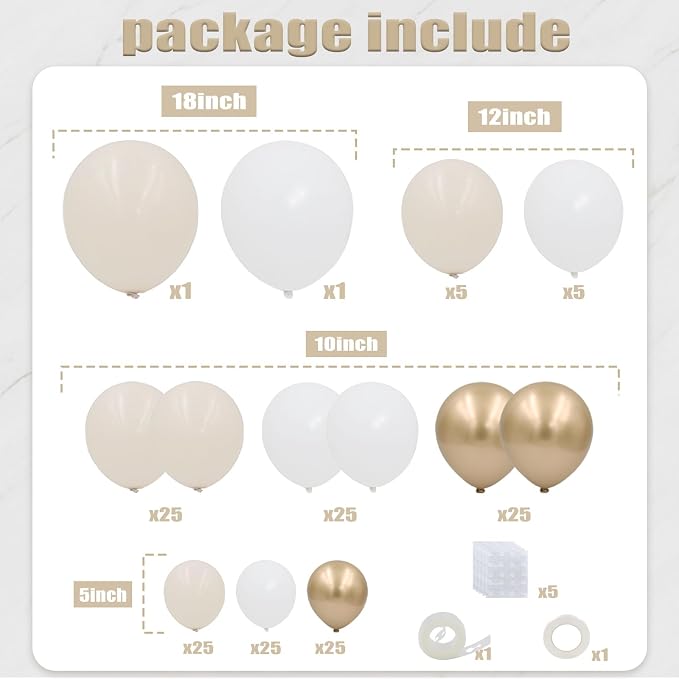 White Sand Gold Balloon Garland Arch Kit - Image 2
