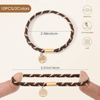 SYGY 10 PCS Boho Hair Ties, Bracelets for Thick & Thin Hair, 5 Styles No Damage, Dark Coffee Colors
