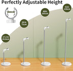 Hands Free Adjustable Hair Dryer Stand, 17-51in Height & 360° Swivel, for Countertop and Floor Use, Heavy-Duty Blow Dryer Holder with Hook, Fits Most Hair Dryers for Home, Vanity, Bathroom
