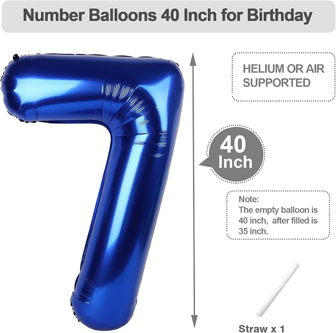 Numbers 6 Balloon 40Inch Navy Blue Balloons - Image 5