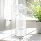 2 Pack Glass Spray Bottles with Silicone Sleeve, 16 oz Empty Refillable Containers with Adjustable Spray Nozzles, Spray Bottles for Hair, Cleaning Solutions and Plants White