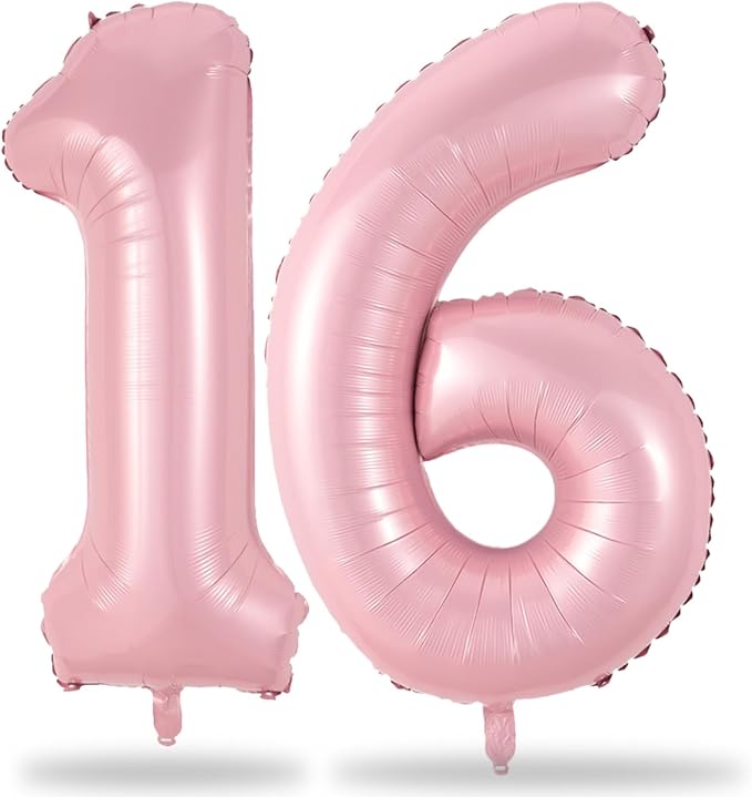 Pastel Pink 16th Birthday Balloons by Lingqiang
