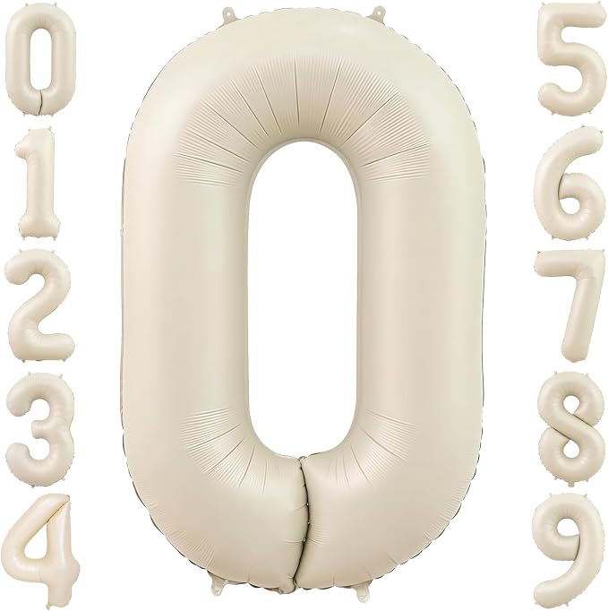40 Inch Cream Foil Number 0 Balloon by TNCDJKPA