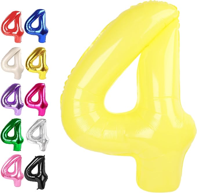 Yellow Number 4 Balloon 40 inch, Balloon numbers party supplies, deco photo by Upgesy