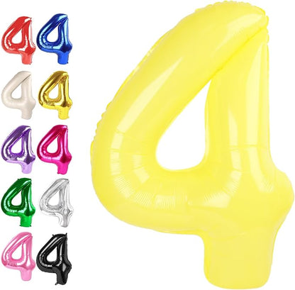 Yellow Number 4 Balloon 40 inch, Balloon numbers party supplies, deco photo by Upgesy