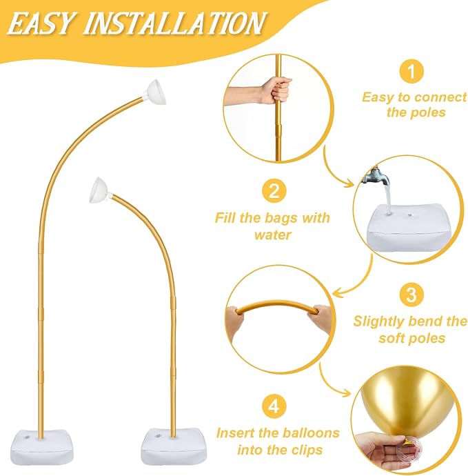 AerWo Balloon Arch Kit 8.2ft+6ft, Free Bending Top Curve Balloon Frame Stand - Image 5