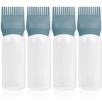 BLAAROOM Root Comb Applicator Bottle 6 Ounce, 4 Pack Hair Oil Applicator Bottle, Hair Dye Bottle Applicator Tools with Hair Oil Dispenser Root Comb Brush for Scalp Hair Oiling Applicator - Green