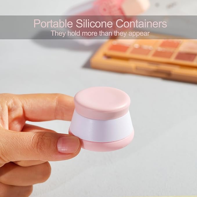 INSFIT Travel Containers for Toiletries, TSA Approved Silicone Cream Jars with Lids, BPA Free Travel Size Toiletries Leakproof Cruise Essentials for Cosmetic Cream Lotion
