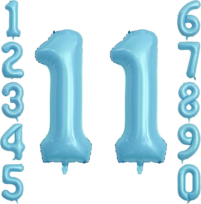 Pearlescent Blue Number 11 Balloon 40 Inch, Large Light Blue Foil 11th Birthday by Unknown