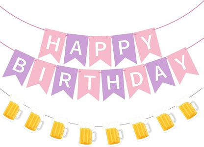 Beer Birthday Banner for Beer Party and Birthday Wedding Party Supplies by OSAMUHA