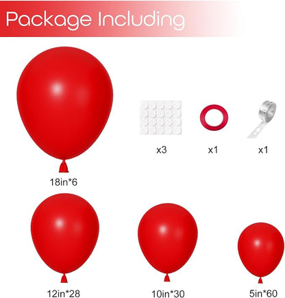 Ouddy Party 129Pcs Red Balloons Different Sizes 18 12 10 5 Inch, Latex Balloon - Image 2