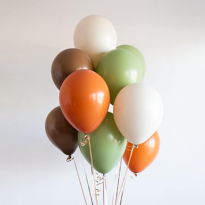 Sage Green Brown Balloon, 60 Packs 12 Inch Brown Beige Jungle Safari Wild by Togvu