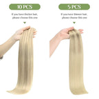 DOORES Clip in Human Hair Extensions, 10pcs 160g Balayage Ash Blonde to Golden Blonde and Platinum Blonde 20 Inch Real Hair Extensions Clip in Remy Hair Extensions Straight
