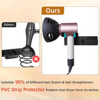 Hair Dryer and Straightener Holder, Upgraded Hair Straightener Holder with Cable Hook, Stainless Steel Universal Hairdryer Holder Wall Mounted Waterproof for Bathroom Space-Saving Black PTALSEAW