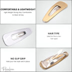 Parcelona French Mini Set of 4 Small Celluloid Acetate Snap Hair Clips No Slip Fashion Durable Styling Women Hair Accessories Girls Snap Hair Barrette, Made in France (Golden-Silver)