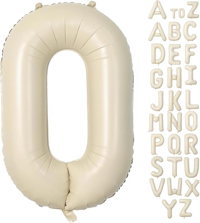 Cream Letter O Balloons, 40 Inch Balloons Letter O Mylar Helium Large O Balloon by BBPOOL