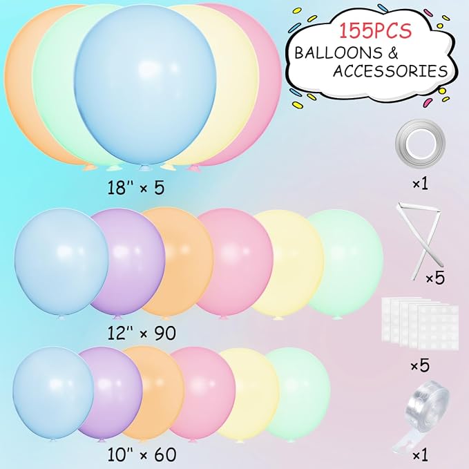 MEBAY Pastel Rainbow Balloon Arch Garland Kit - Image 2