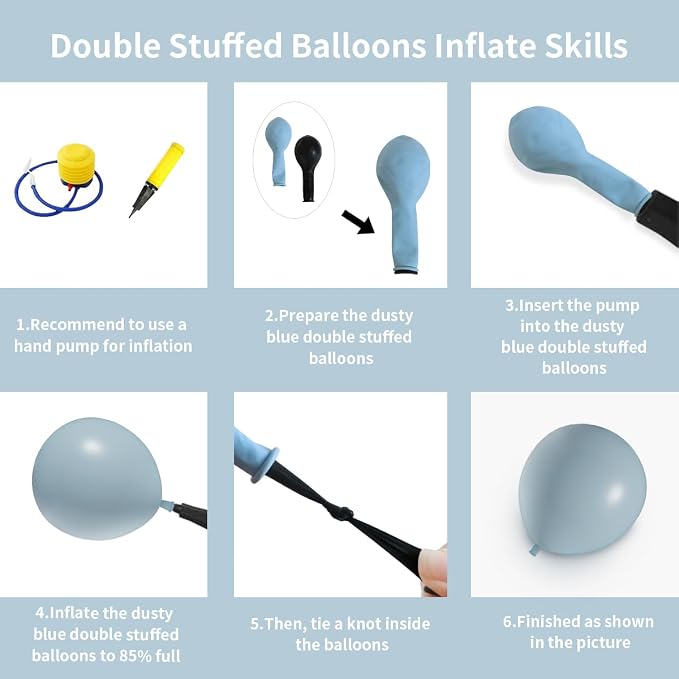 Dusty Blue Double Stuffed Balloons Different Size 115Pcs 5/10/12/18" Slate - Image 3