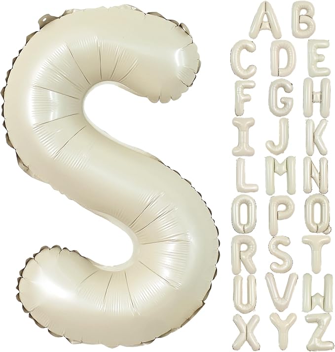 TONIFUL 40 Inch Large Cream White Letter S Balloons Giant Alphabet Letter by TONIFUL