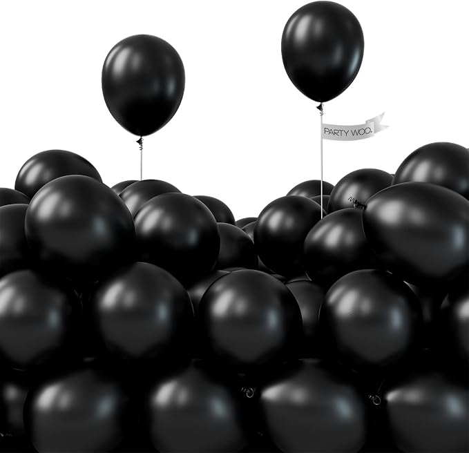 PartyWoo Black Balloons 50pcs Matte Black Latex Helium Balloons 5 Inch | by PartyWoo