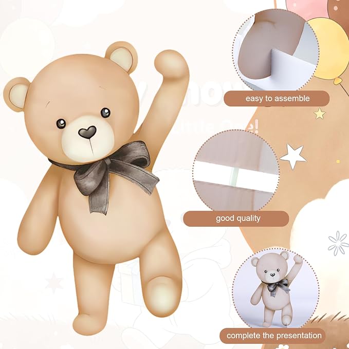 43 Pcs Brown Bear Baby Shower Party Decoration 31 Bears Cardboard Cutout Stand - Image 4