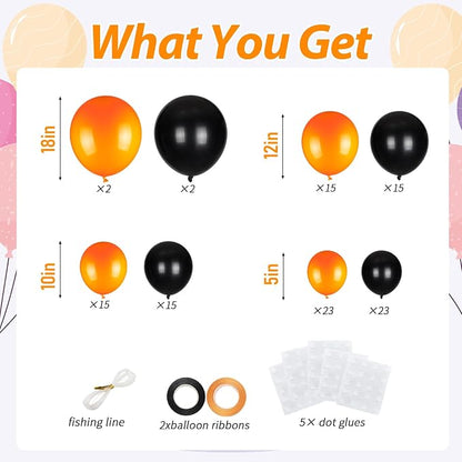 110pcs Orange and Black Balloons Garland Arch Kit, 18/12/10/5 Inch Balloons | - Image 2