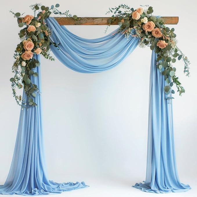 Wedding Arch Draping Fabric Backdrop Drapes 28.7"x 20FT, Dusty Blue | Sheer by Wokceer