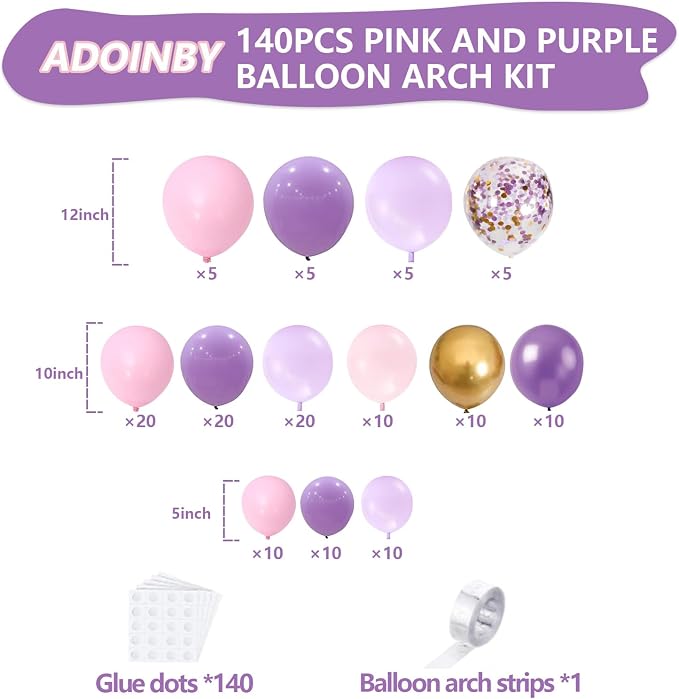 Pink and Purple Balloon Arch Kit, Engagements, Baby Shower, Anniversary Party - Image 2