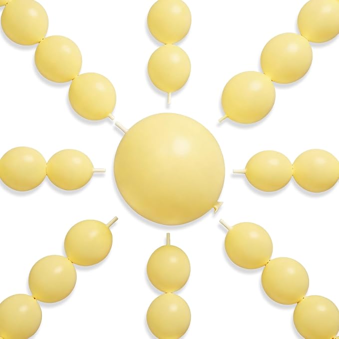 PartyWoo Pastel Yellow Linking Balloons 100pcs 12 Inch Yellow Link Balloons | by PartyWoo