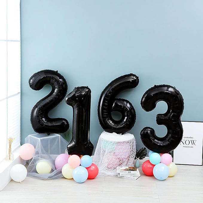 40 inch Black 3 Number Balloon Giant Foil Helium Balloons Black Large Digital - Image 7