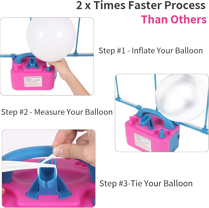 Balloon Pump Electric, 110V 600W Balloon Blower Inflator Dual Nozzle Air Pump - Image 2