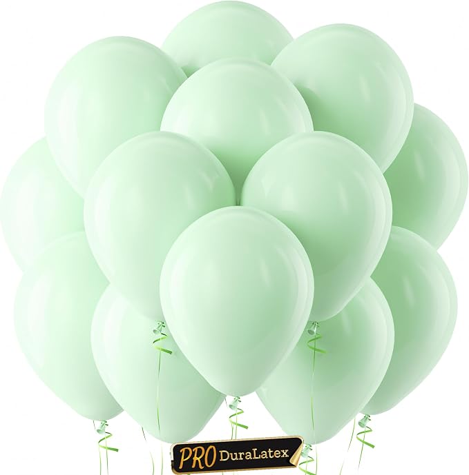 Pro Duralatex Pastel Green Extra-Thick Balloons 100 Pack 12 inch | Round Green by Bezente