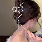 Hair Jaw Claw Clips Fish Bone Shape Large Metal Gold Fashion Nonslip Hairpin Catch Clip Accessories for Thick/Thin Hair HairStyling (Gold Snake)