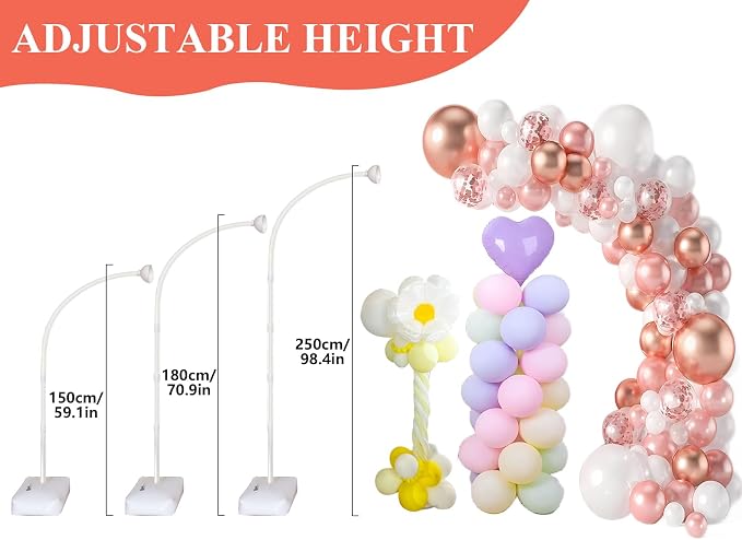 Adjustable Balloon Arch Stand, 8ft-6ft Half Balloon Arch Frame - Image 3